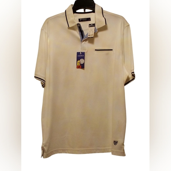 Cremieux Yacht Club Polo Shirt, White W/ Navy Trim, Faux Pocket, Collared... - Picture 4 of 12